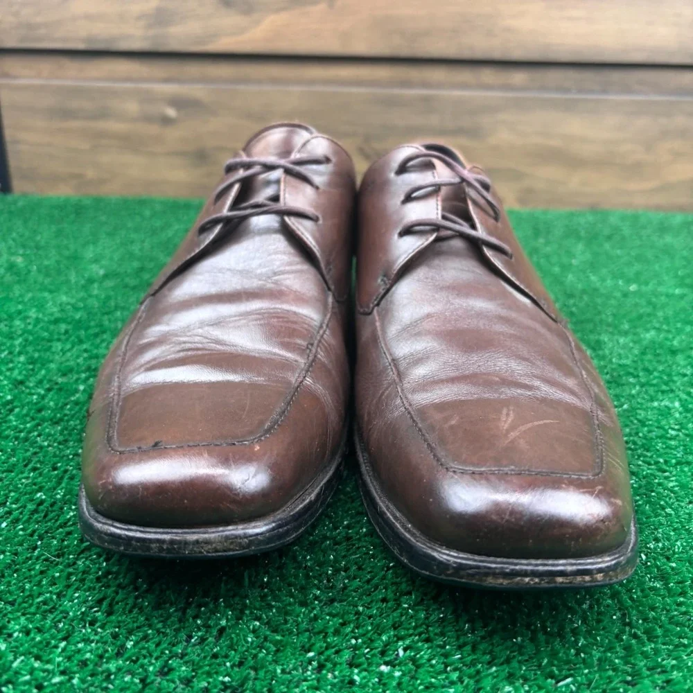 Hugo Boss Dress Shoes Mens 9 Brown Upper Leather Lace Up Square Toe 50219235‎